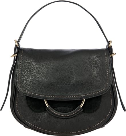 BRIC'S Leren Schoudertas Gondola Stella Bag Black Zwart