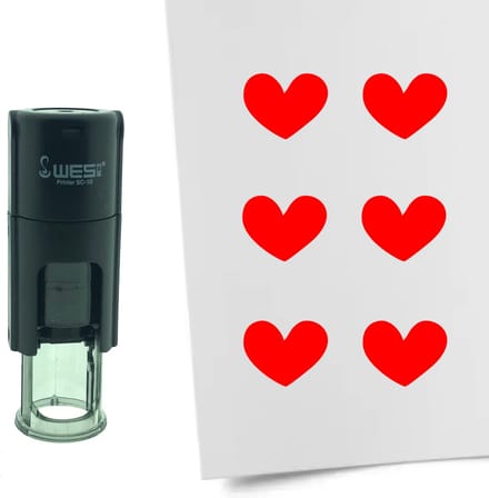 CombiCraft Stempel Hartje 10mm rond - rode inkt