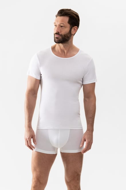 Herenshirt met ronde hals Serie Casual Cotton Wit