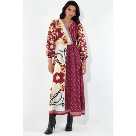 Geprinte Maxi Jurk met Ceintuur
