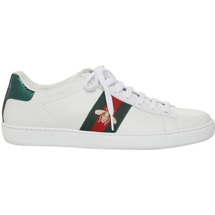 Witte Geborduurde Ace Sneakers
