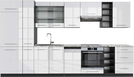 Vicco Fame-Line Complete keukeneenheid – 355 cm, WB Marmer Wit hoogglans/antraciet