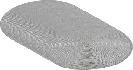 Gerimport Placemat - 12x stuks - metallic zilver - 38 cm - rond - geverfd jute - onderlegger - kerstdiner