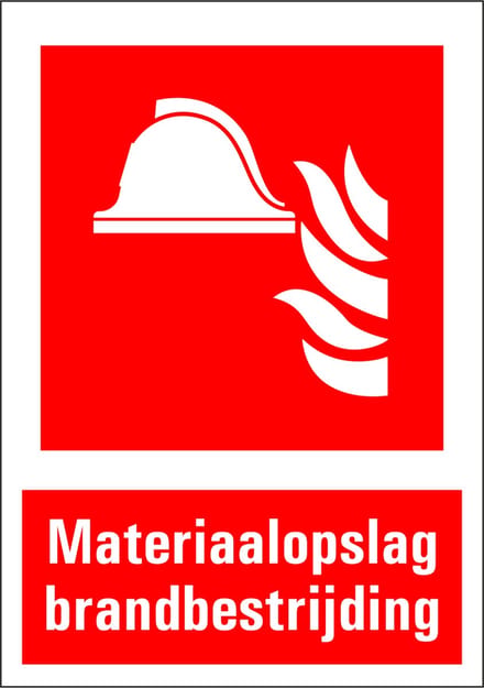 Materiaalopslag brandbestrijding sticker met tekst 297 x 420 mm