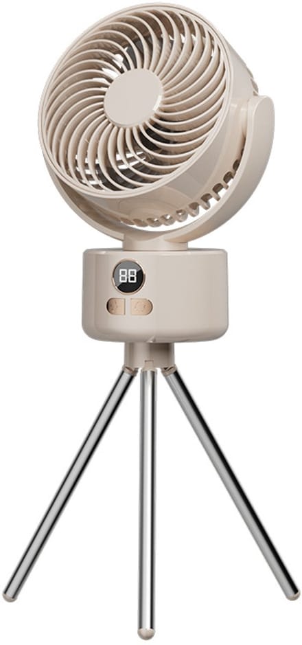 VHV - Campingventilator Oplaadbaar - 3600mAh Ventilator met Statief en Digitaal Display - Tent/Outdoor - wit