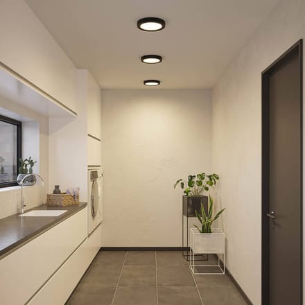Prios LED plafondlamp Edwina, zwart, 25 cm, CCT, IP44