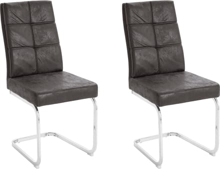 Lale-Eetkamerstoel - Set van 2 - Grijs Microvezel