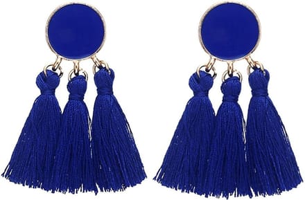 Fako Bijoux® - Oorbellen - Kwast - Cirkel Mini - Donkerblauw