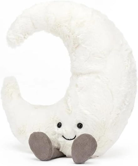 Pluche decoratie - Knuffel maan - Kinderkamer decoreren - Zachte vulling - 30 cm - Wit