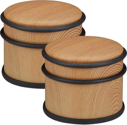 Zware deurstopper set - ramen - roestvrij staal - rubber - houtlook - Ø 95 cm - bruin