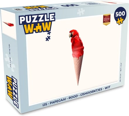 Puzzel IJs - Papegaai - Rood - IJshoorntjes - Wit - Legpuzzel - Puzzel 500 stukjes