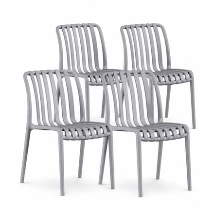 DS4U® - Max tuinstoel - Set van 4 - Grijs - Kunststof - Stapelbaar