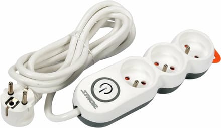 Sthor 72351 - Stroomrail - 3 Gaten - 3m - Aarde - Schakelaar