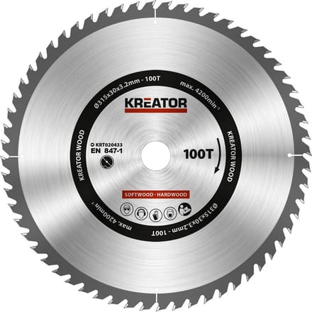 Kreator  KRT020433  Zaagblad hout - 315mm100t