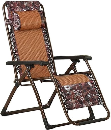 Opvouwbare Ligstoel - Rieten Stoel - Terras Ontspanning - Zero Gravity Model - 58 cm Breed - Geel