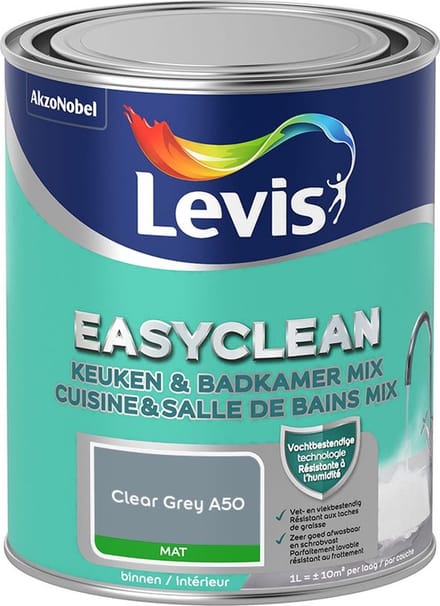 Levis - Easyclean Keuken & Badkamer Mix - Clear Grey A50 - Mengverf - 1 L
