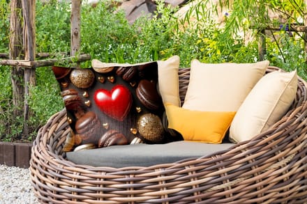 Buitenkussens - Tuin - Macarons - Rood - Hart - 50x30 cm