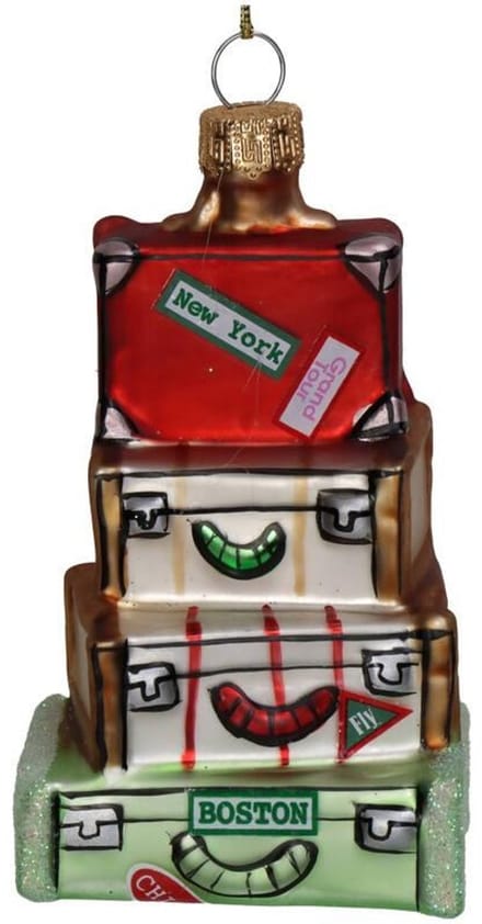 Kerstbal Stapel Koffers – Glazen Kerstornament – Kersten BV