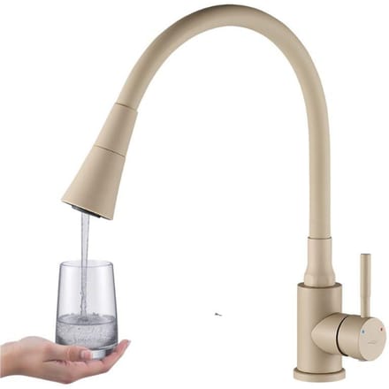Keukenmengkraan Selva Beige/Chroom met Flexibele Uitloop