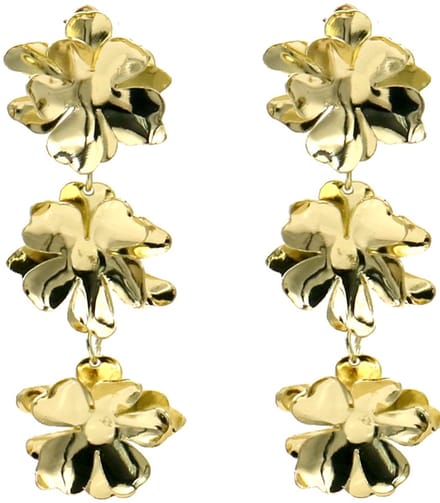Oorbellen bloemen - goudkleurig - 7 cm