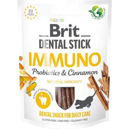 251g (7st) Brit Dental Stick Immuno met probiotica & kaneel hondensnacks