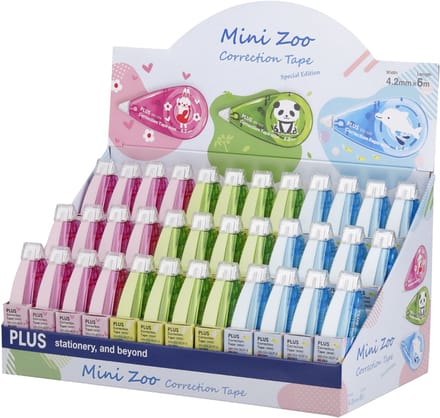 PLUS JAPAN Correctieroller Mini Zoo, 5 mm x 6 m, Display