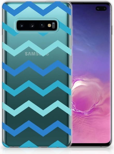 TPU Hoesje voor Samsung Galaxy S10 Plus TPU bumper Zigzag Blauw