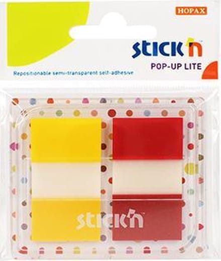 Stick'n Film Index Tabs - 45 x 25mm - 20 Memoblaadjes - 2 Indexen - Transparant/Gekleurde Tabs