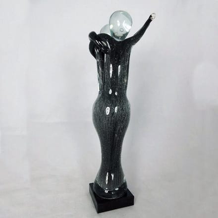 AL - Dansend Paar - Glas - Grijs/Zilver - 34 cmH