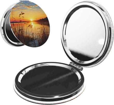 Reis Make-up Spiegel - Compacte Vanity Spiegel - Snel bijwerken - Dubbelzijdig 1x/2x - 6.5 x 6.5 cm - Zwart