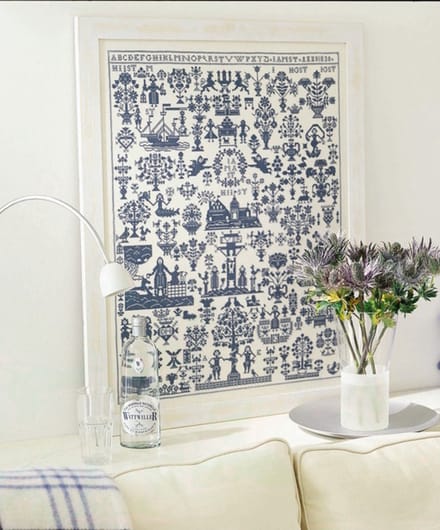 Merklap blauw Anno 1830 borduurpakket - Permin