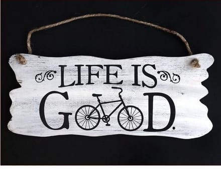 bordje hangend 12x30cm life is good antique white