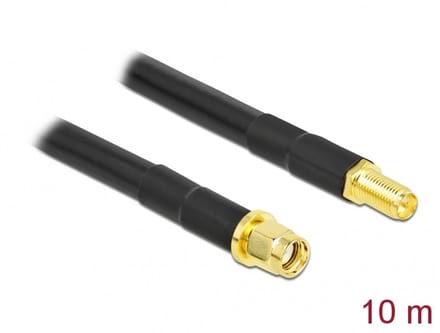 Delock WiFi-antenne Aansluitkabel [1x RPSMA-stekker - 1x RPSMA-bus] 10 m Zwart