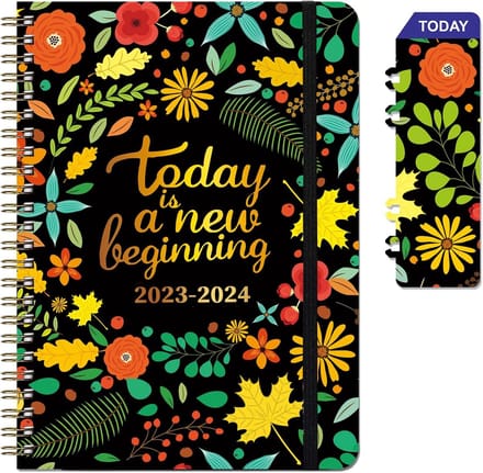 Academische Planner - Week Overzicht - Planning Maken - Met Elastische Sluiting - 16x21 cm - Oranje Bloem