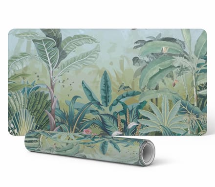 Bureauonderlegger met tropisch junglemotief voor grafisch ontwerpers en kunstenaars, 90x45 cm