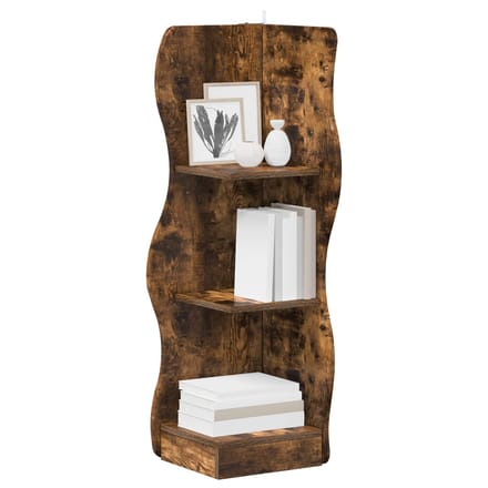 vidaXL - Hoekplank - Gerookt - eiken - 34 - x - 33 - x - 102 - cm - Bewerkt - hout
