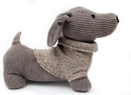 Hond Deurstop - Gewogen Deurhouder - Voorkomt Deuren - Stijlvol Corduroy Design - 30cm Breed - Grijs