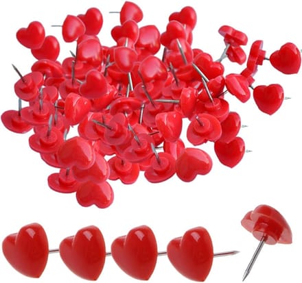 Go Go Gadget - Punaises - Hartjes - Prikpinnetjes - Prikbord - Rood - 10 stuks