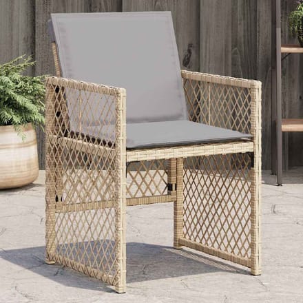 vidaXL - Tuinstoelen - 4 - st - met - kussens - poly - rattan - gemengd - beige