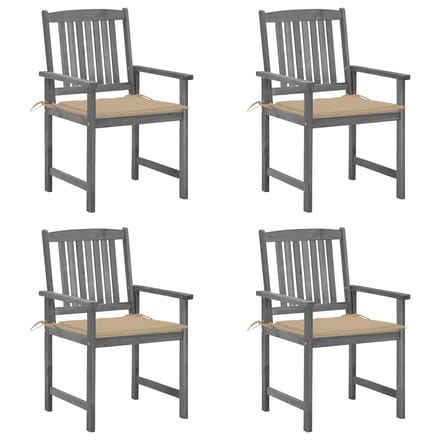 vidaXL - Tuinstoelen - 4 - st - met - kussens - massief - acaciahout - grijs