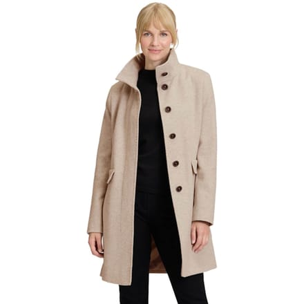 Wollen mantel met visgraatmotief - bruin / gemêleerd - Gr. 42 van Goldner Fashion