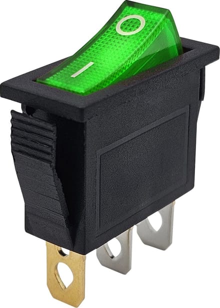ProRide Wipschakelaar ON-OFF KCD3-12 - 3 pins - Rechthoek - 12V/20A - Groen
