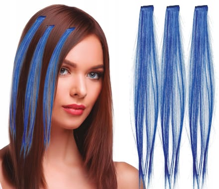 Mèches Bandes Rayures Pour Cheveux Bleues Carnaval Disco Années 80 50cm 3Pcs. gray