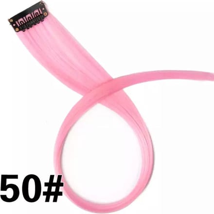 Akyol - Haar extension – lichtroze haar extension – paars – extension – nep haar – 1 stuk – cadeau – carnaval – synthetisch haar