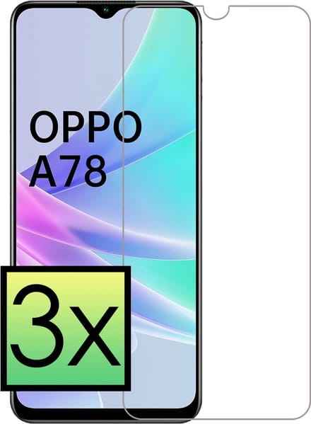 Screenprotector - 3 Stuks - Geschikt voor OPPO A78 5G - Full Cover - Beschermglas - Gehard Glas - Tempered Glass - Screen Protector
