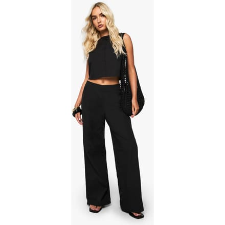 boohoo Dames Boxy Poplin Gestructureerde Co-Ord | Black | Maat: 16