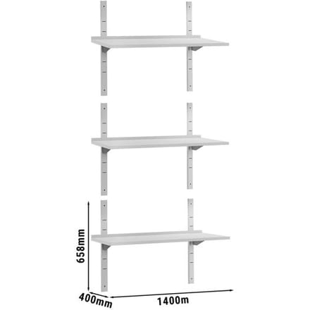 GGM Gastro 3-laags RVS wandschap ECO - 1400x400mm zilver