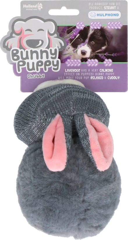 Bunny Puppy Chubby – 13 x 15 x 9 cm - Hondenknuffel – Kalmerend – Grijs