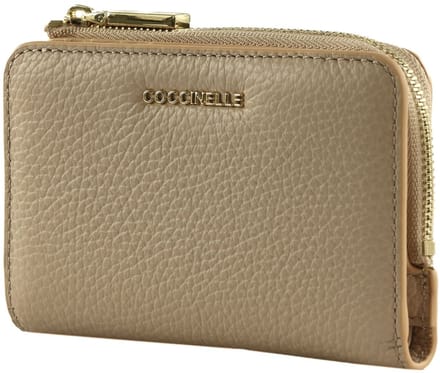 COCCINELLE Leren portemonnee Metallic Soft Wallet Rosette beige