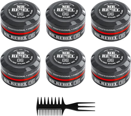 MR REBEL 06 HAIR STYLING WAX BLACK 6 STUKS
